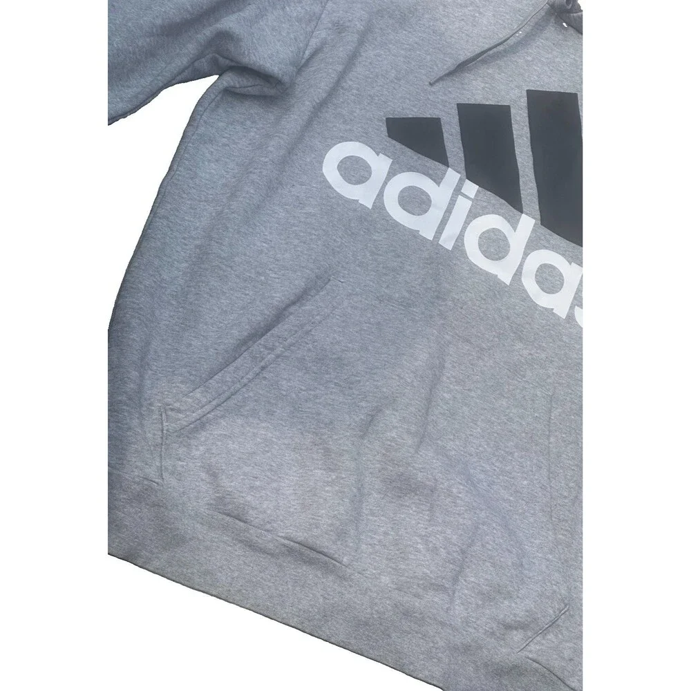 adidas Gray Pullover Hoodie Men's Medium Large Logo Sweatshirt